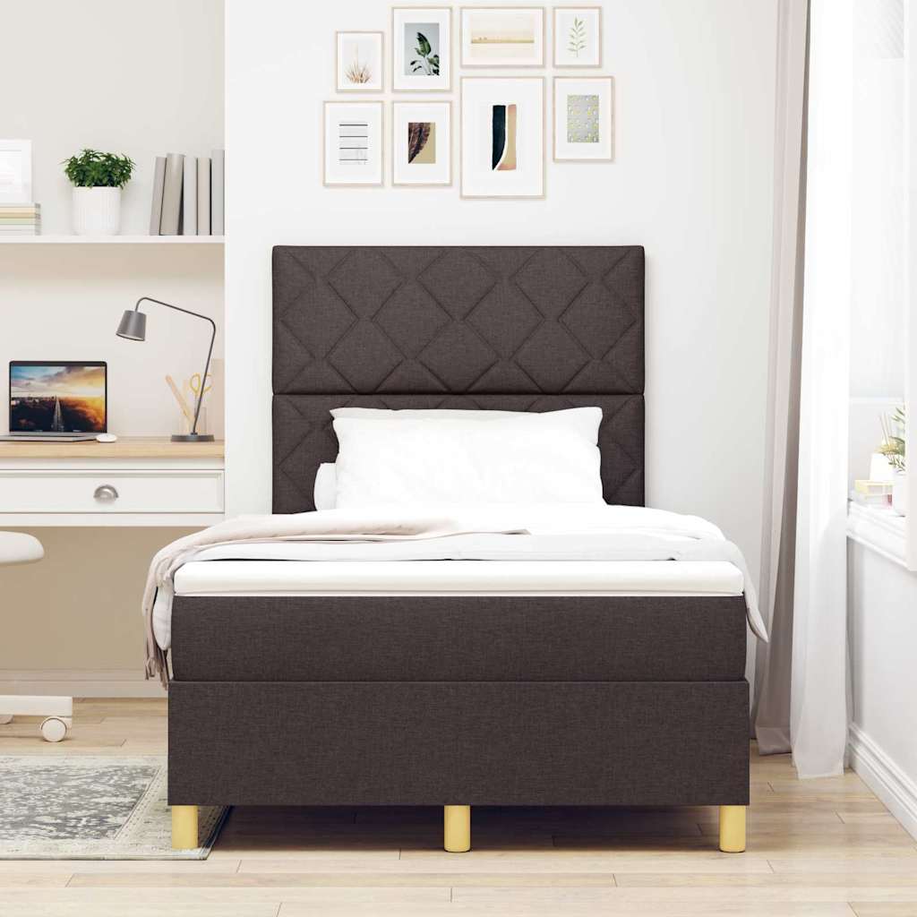 Box spring seng med madras Mørkebrun 120 x 190 cm Stof