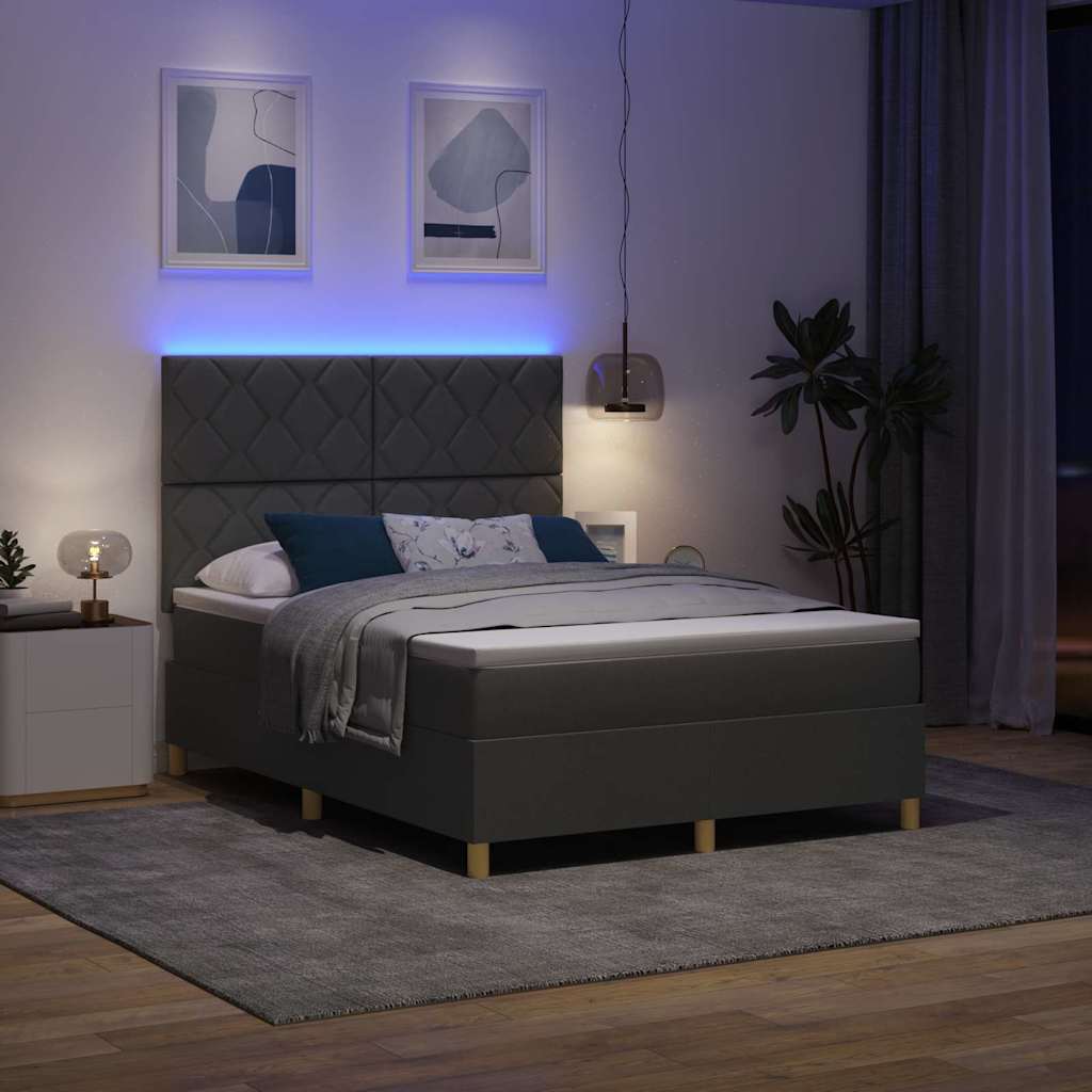 Box spring seng med madras Mørkegrå 160 x 200 cm Stof
