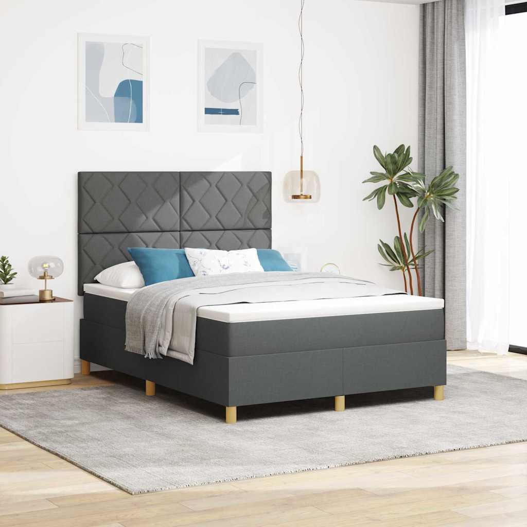 Box spring seng med madras Mørkegrå 160 x 200 cm Stof