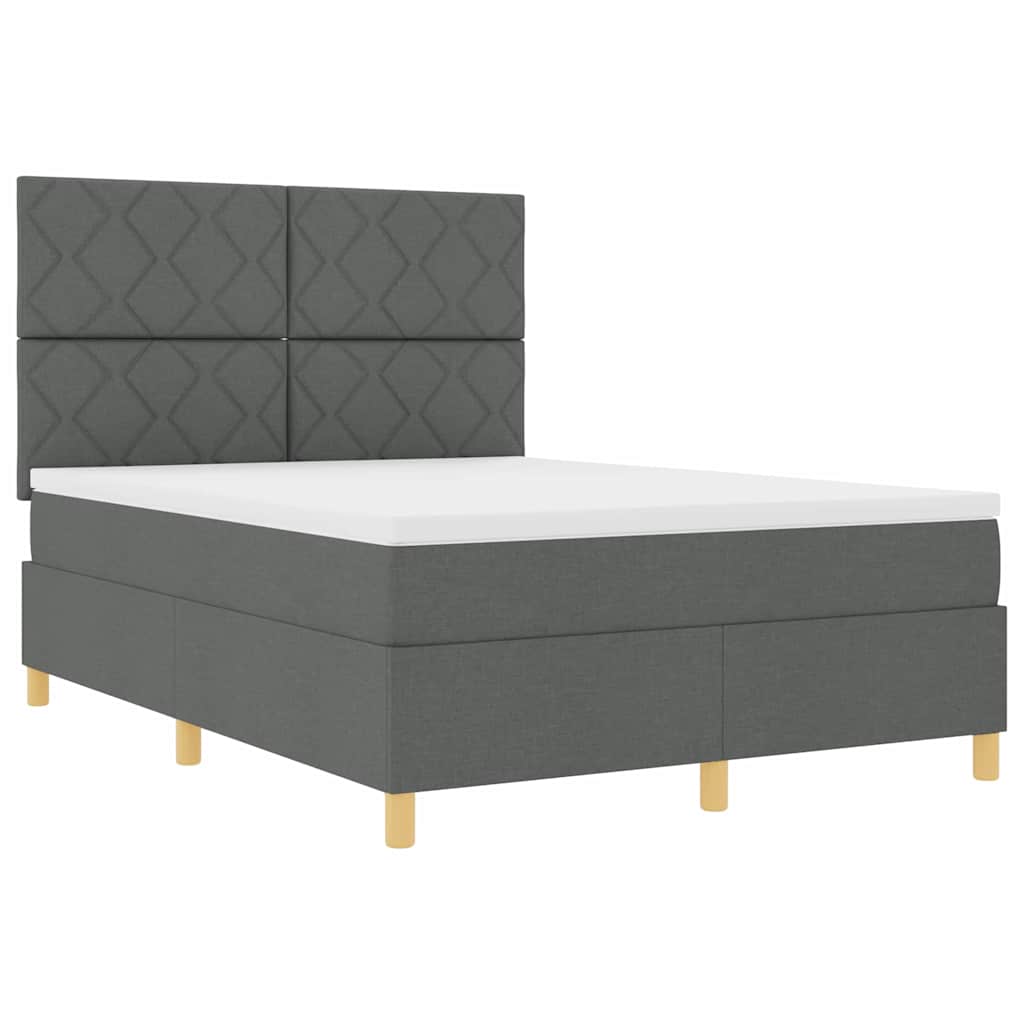 Box spring seng med madras Mørkegrå 160 x 200 cm Stof