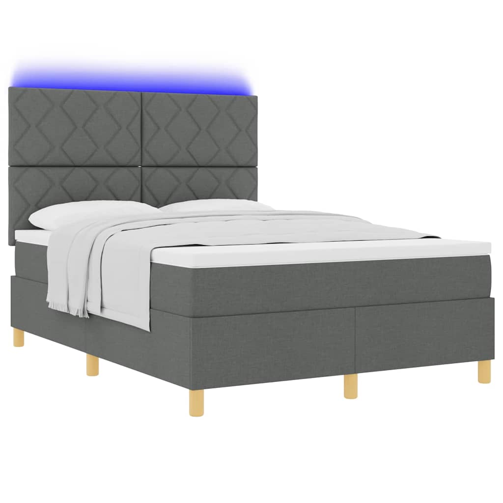 Box spring seng med madras Mørkegrå 160 x 200 cm Stof