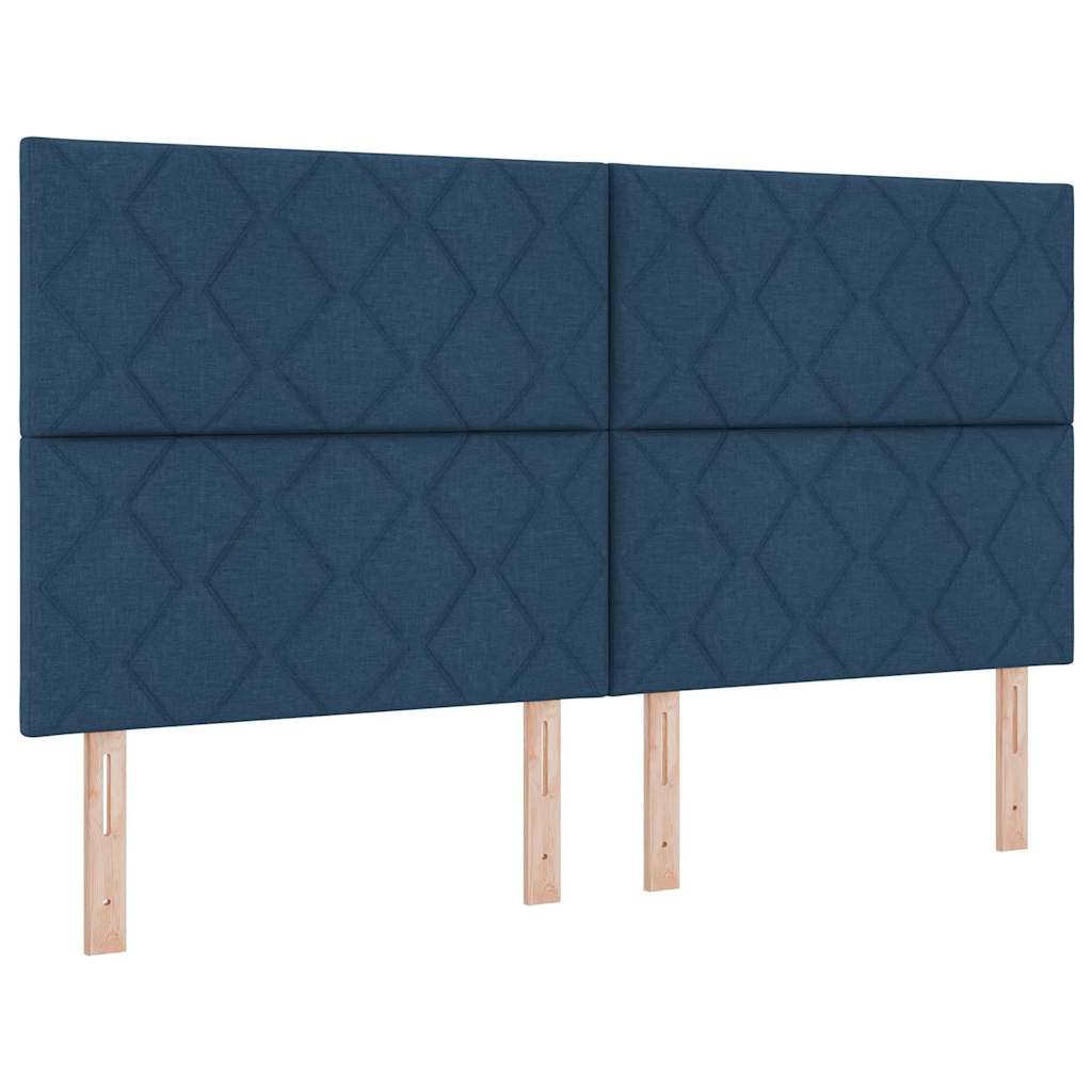 Box spring seng med madras med hovedgærde Blå 180 x 200 cm Stof