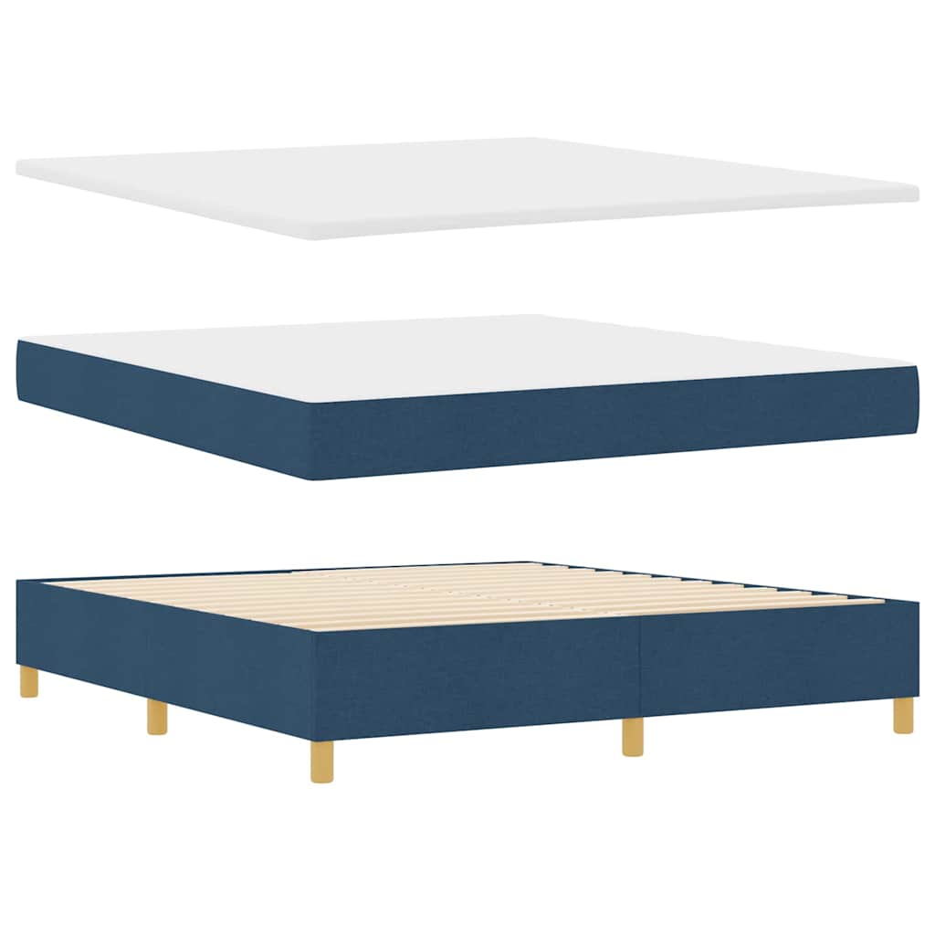 Box spring seng med madras med hovedgærde Blå 180 x 200 cm Stof