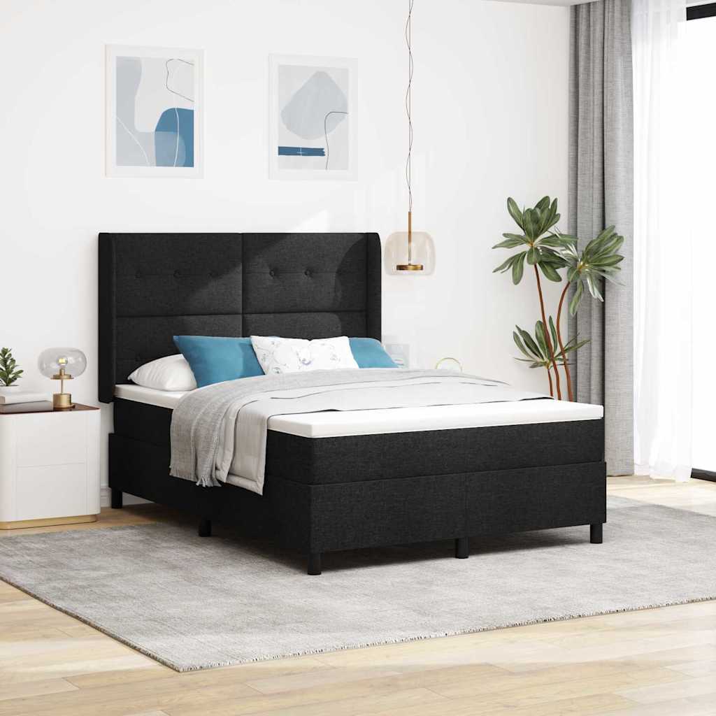 Box spring seng med madras Sort 160 x 200 cm Stof