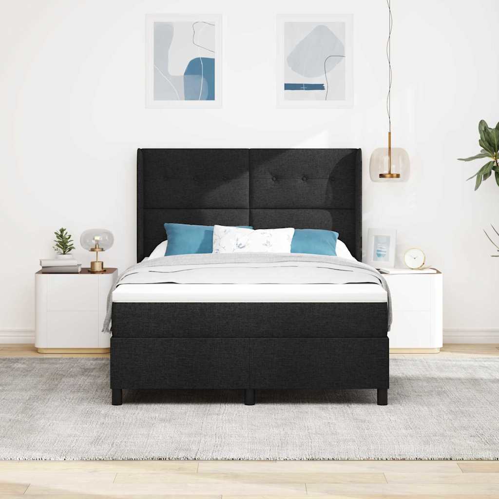 Box spring seng med madras Sort 160 x 200 cm Stof