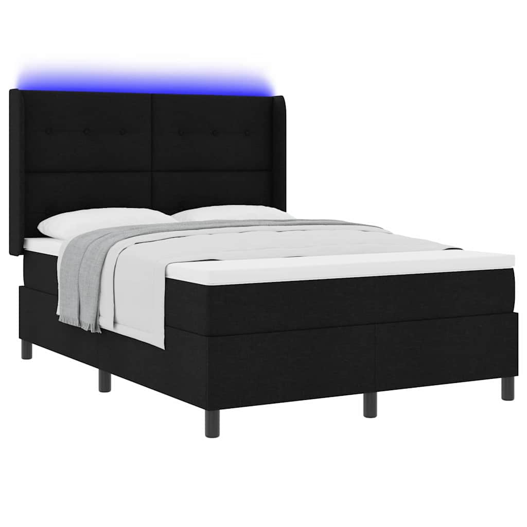 Box spring seng med madras Sort 160 x 200 cm Stof
