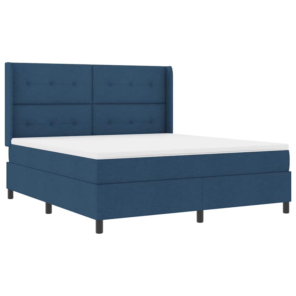 Box spring seng med madras med hovedgærde Blå 180 x 200 cm Stof