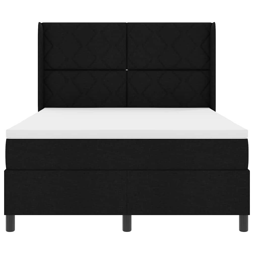 Box spring seng med madras Sort 140 x 200 cm Stof