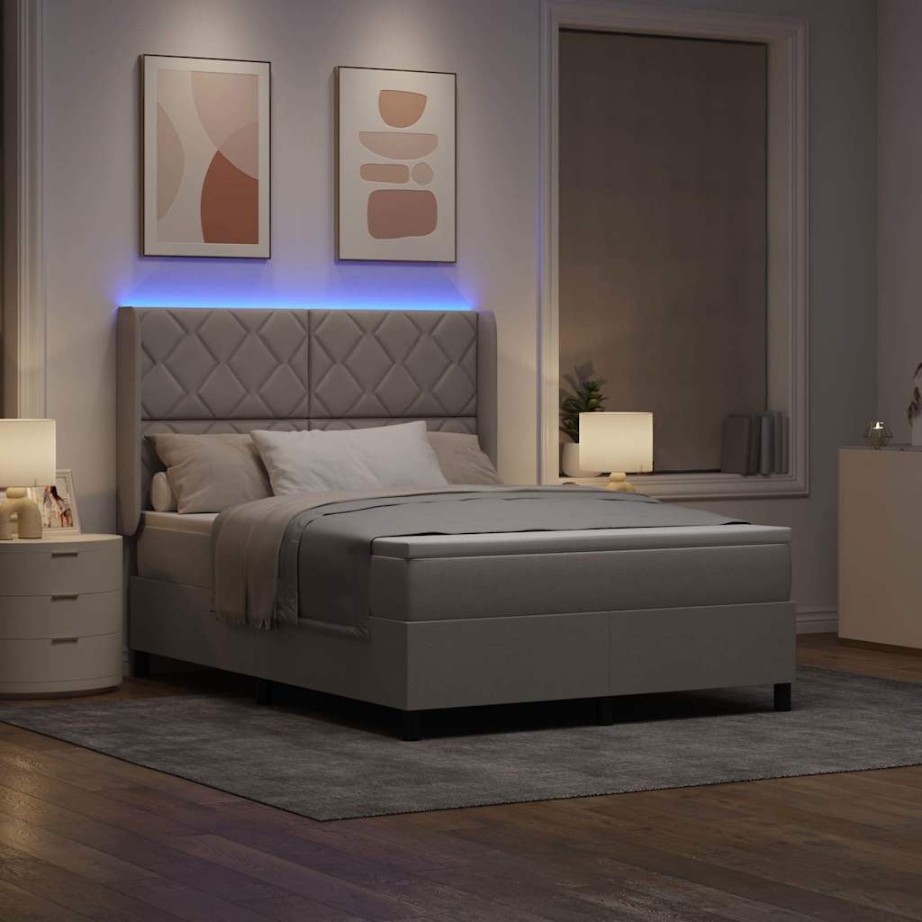 Box spring seng med madras Gråbrun 140 x 200 cm Stof