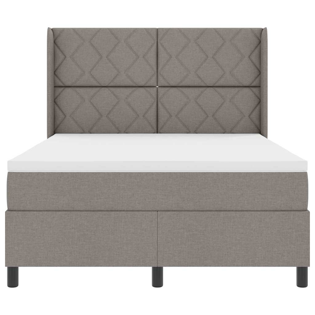 Box spring seng med madras Gråbrun 140 x 200 cm Stof