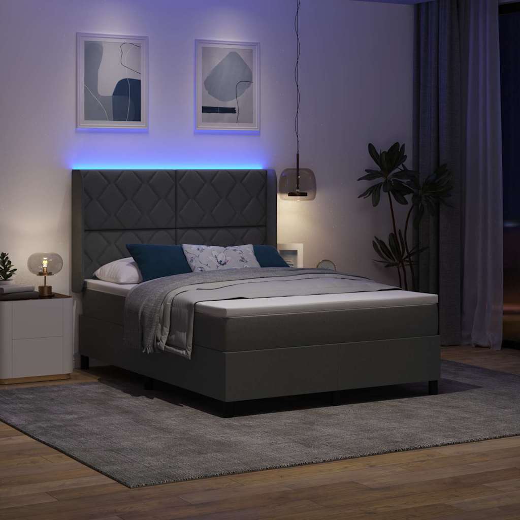 Box spring seng med madras Mørkegrå 160 x 200 cm Stof