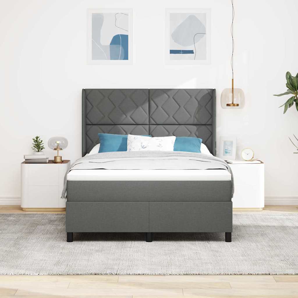 Box spring seng med madras Mørkegrå 160 x 200 cm Stof