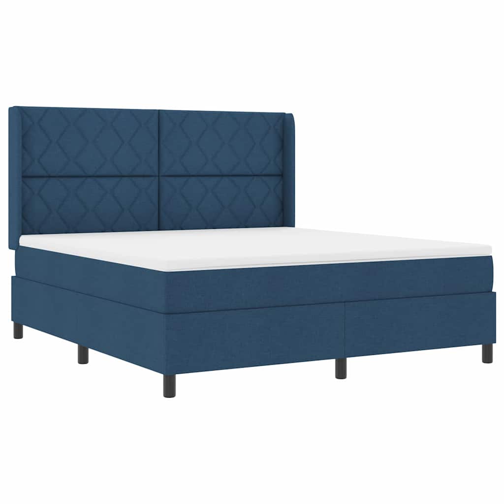 Box spring seng med madras med hovedgærde Blå 180 x 200 cm Stof