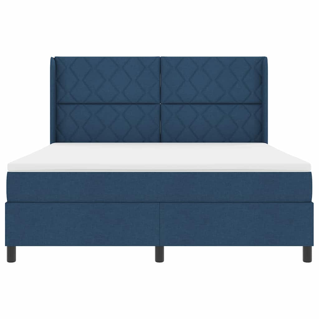 Box spring seng med madras med hovedgærde Blå 180 x 200 cm Stof
