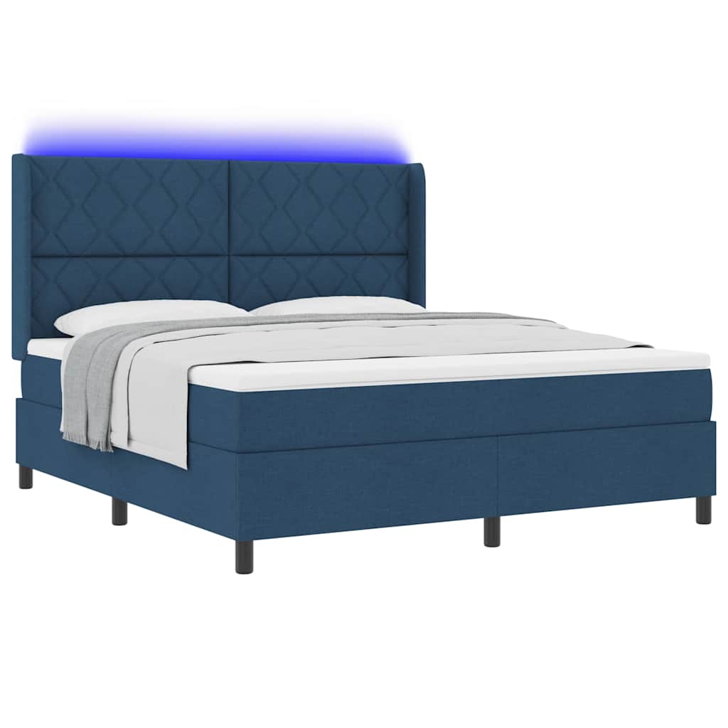Box spring seng med madras med hovedgærde Blå 180 x 200 cm Stof