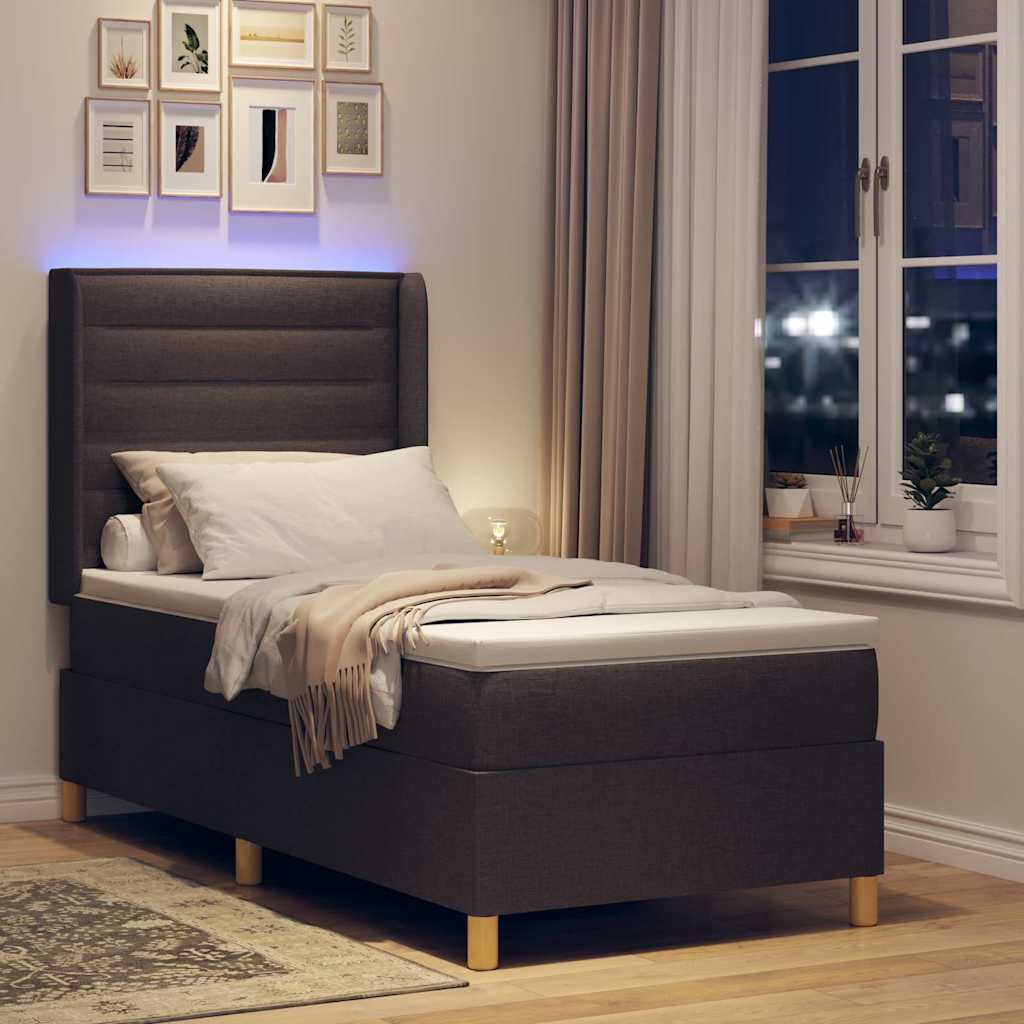 Box spring seng med madras Brun 90 x 190 cm Stof