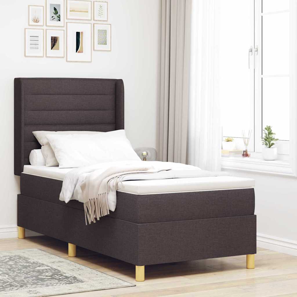 Box spring seng med madras Brun 90 x 190 cm Stof