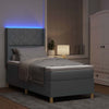 Box spring seng med madras Lysegrå 90 x 200 cm Stof