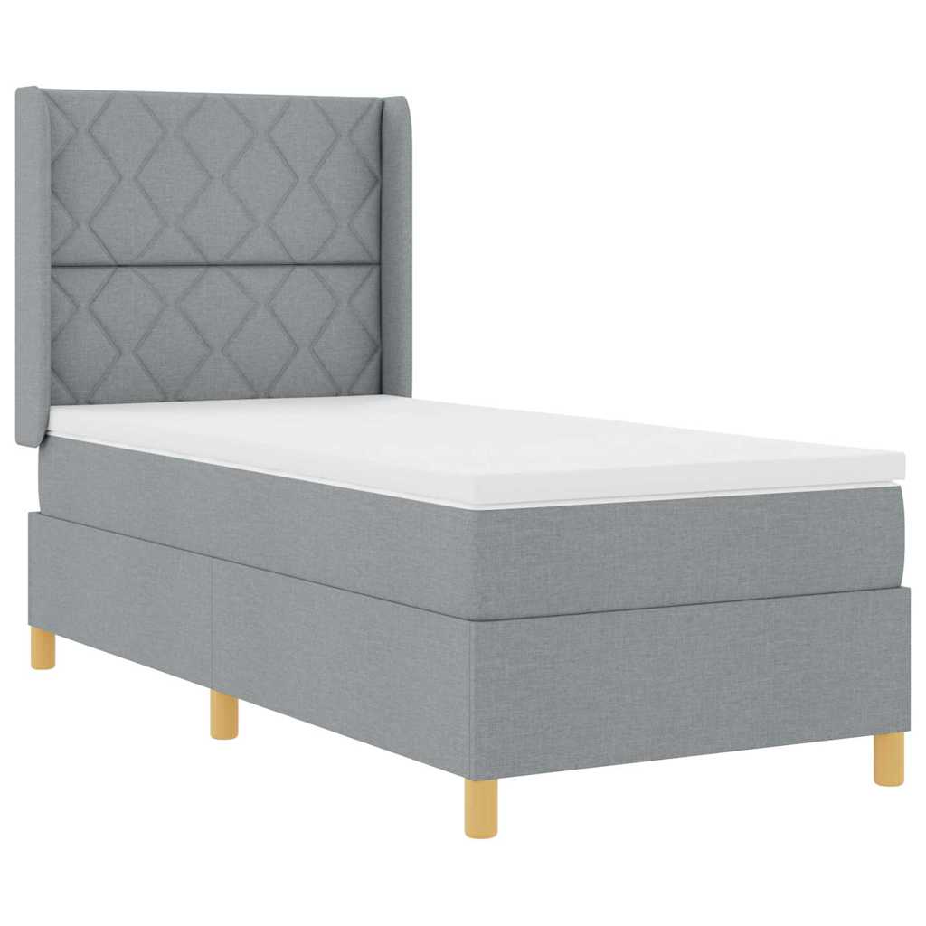 Box spring seng med madras Lysegrå 90 x 200 cm Stof