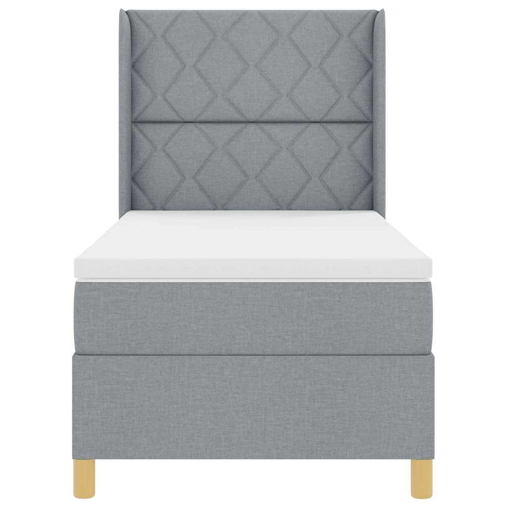 Box spring seng med madras Lysegrå 90 x 200 cm Stof