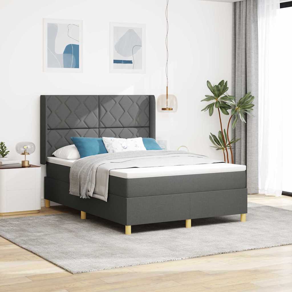 Box spring seng med madras Grå 160 x 200 cm Stof