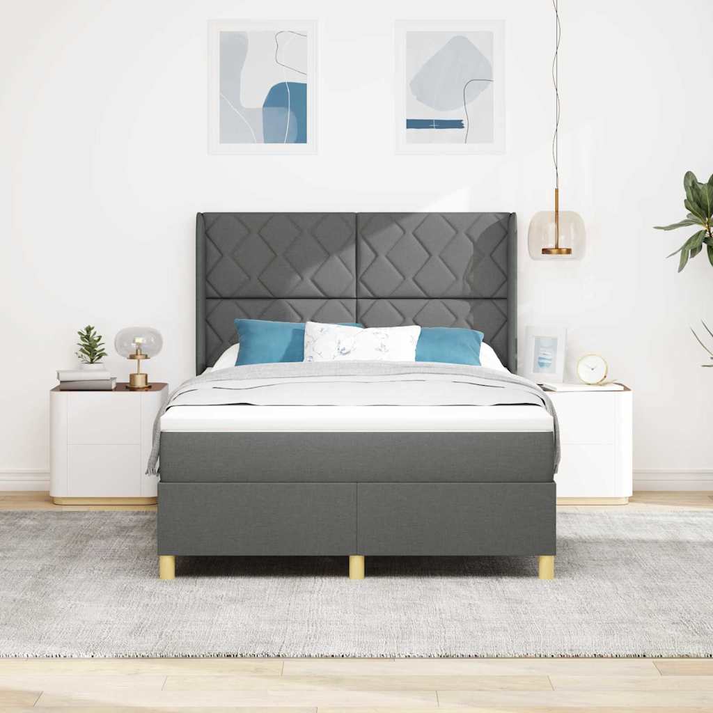 Box spring seng med madras Grå 160 x 200 cm Stof
