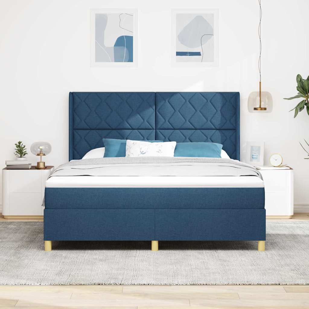 Box spring seng med madras Blå 180 x 200 cm Stof
