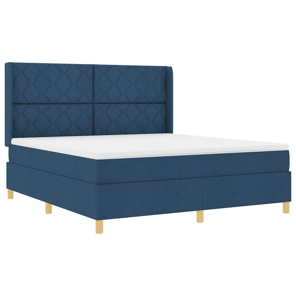 Box spring seng med madras Blå 180 x 200 cm Stof
