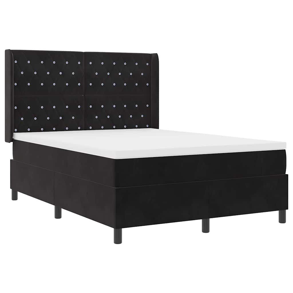 LED boxspring seng med madras Argyle Sort 160 x 200 cm Fløjl