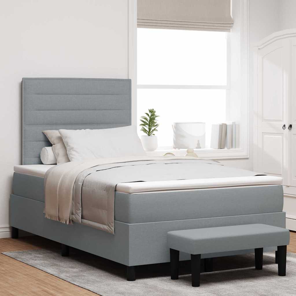 Box spring seng med madras Lysegrå 120 x 190 cm Stof