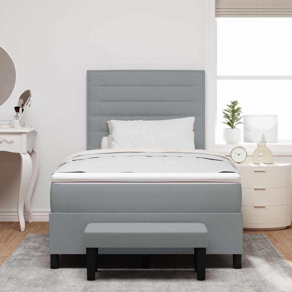 Box spring seng med madras Lysegrå 120 x 190 cm Stof