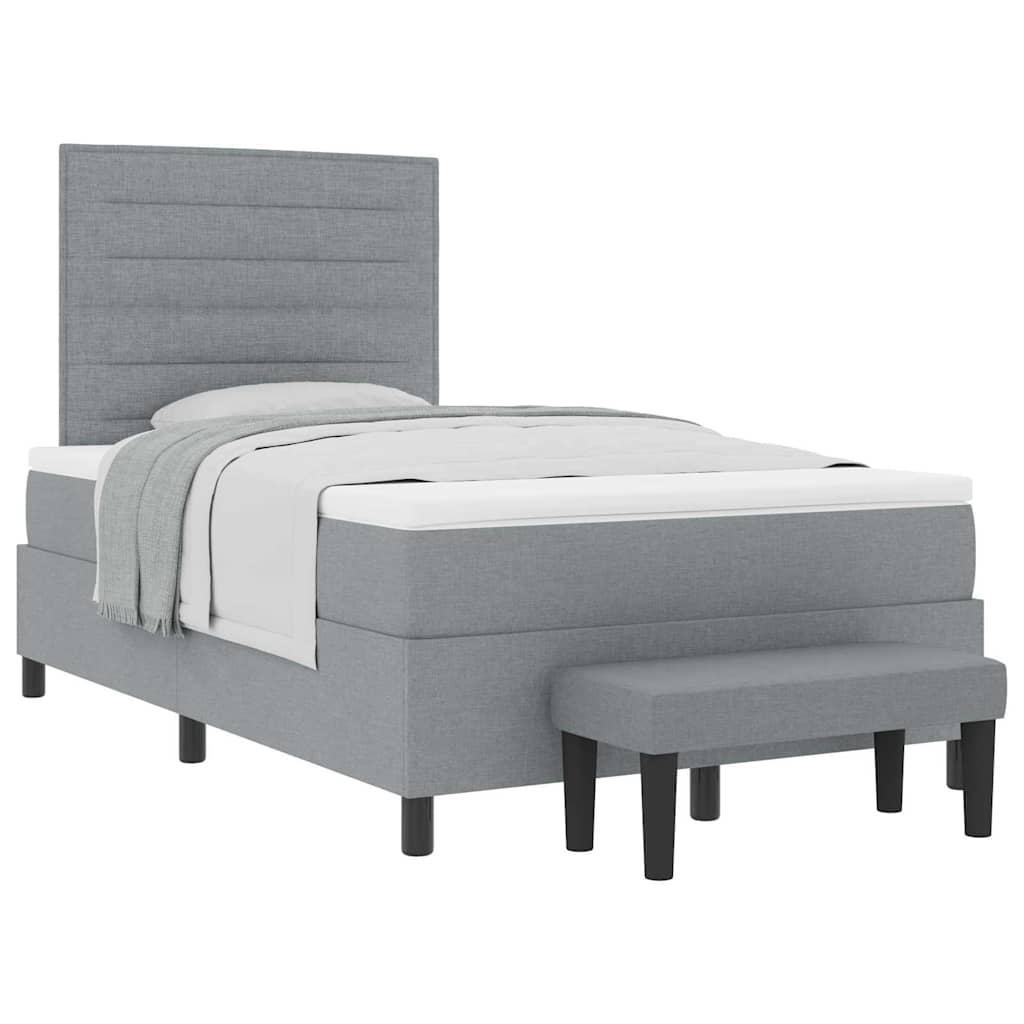 Box spring seng med madras Lysegrå 120 x 190 cm Stof