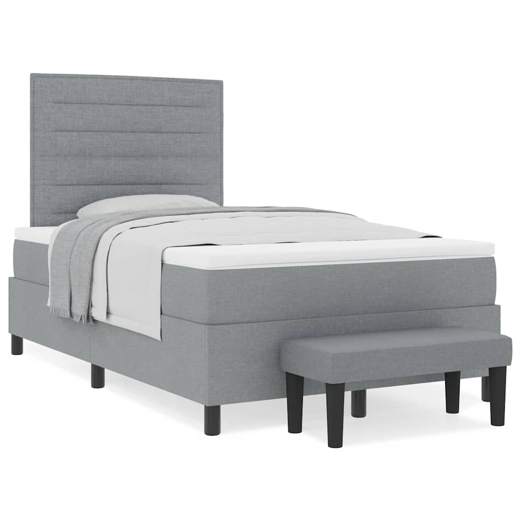Box spring seng med madras Lysegrå 120 x 190 cm Stof