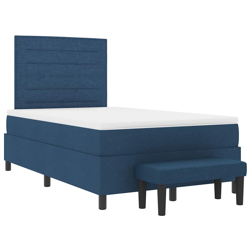 Box spring seng med madras med hovedgærde Blå 120 x 190 cm Stof