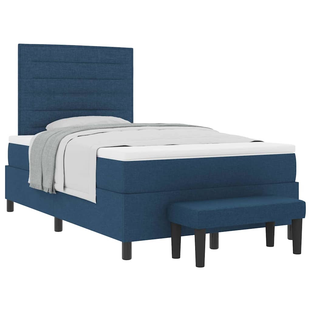 Box spring seng med madras med hovedgærde Blå 120 x 190 cm Stof
