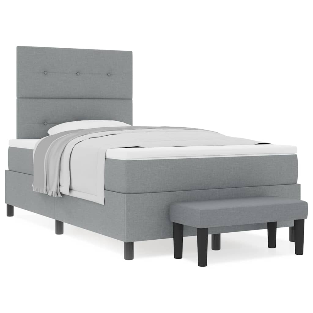 Box spring seng med madras Lysegrå 120 x 190 cm Stof
