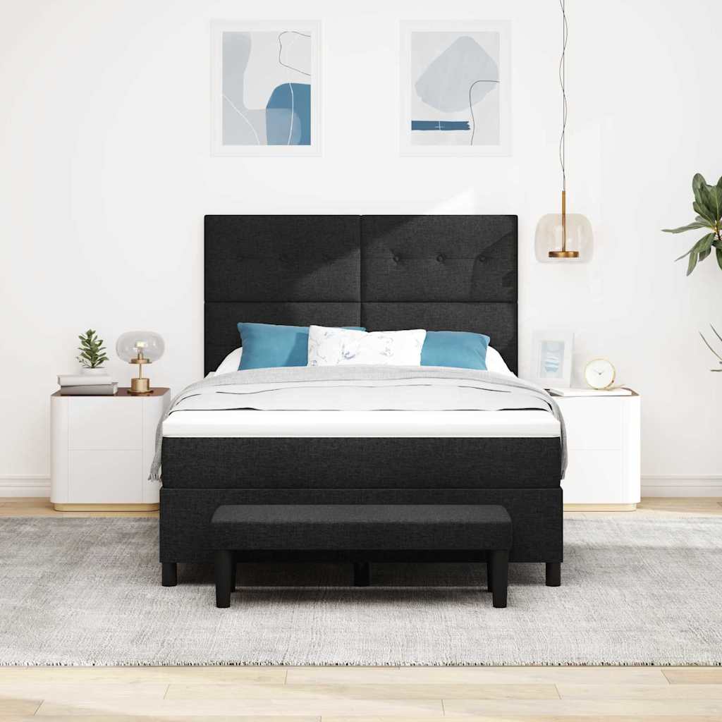 Box spring seng med madras Sort 160 x 200 cm Stof