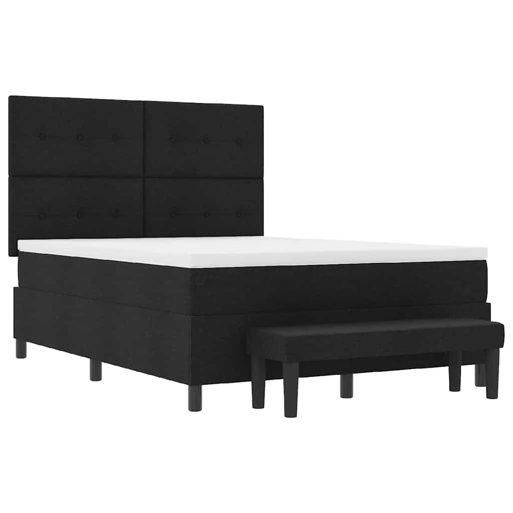 Box spring seng med madras Sort 160 x 200 cm Stof