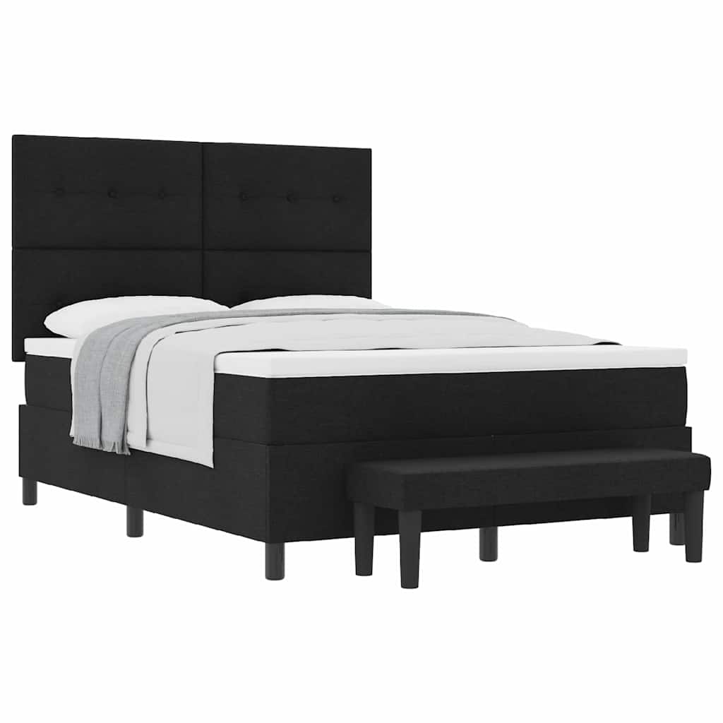 Box spring seng med madras Sort 160 x 200 cm Stof