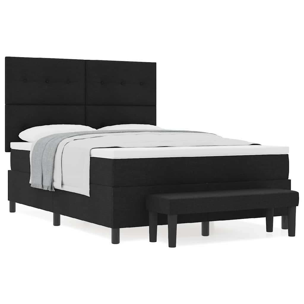 Box spring seng med madras Sort 160 x 200 cm Stof