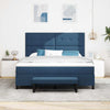 Box spring seng med madras med hovedgærde Blå 180 x 200 cm Stof