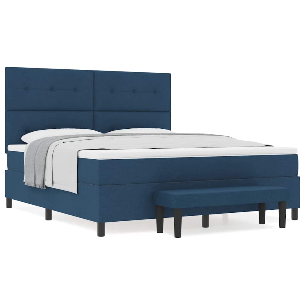 Box spring seng med madras med hovedgærde Blå 180 x 200 cm Stof
