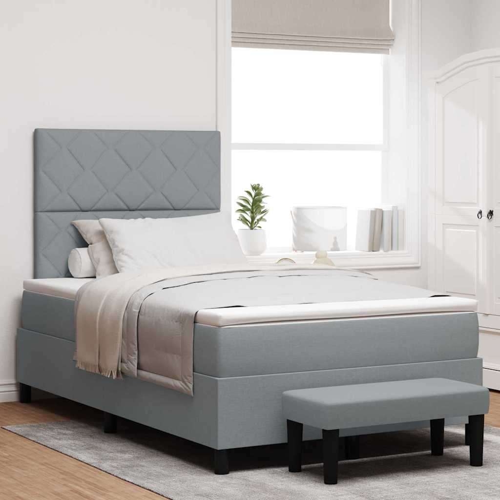 Box spring seng med madras Lysegrå 120 x 190 cm Stof