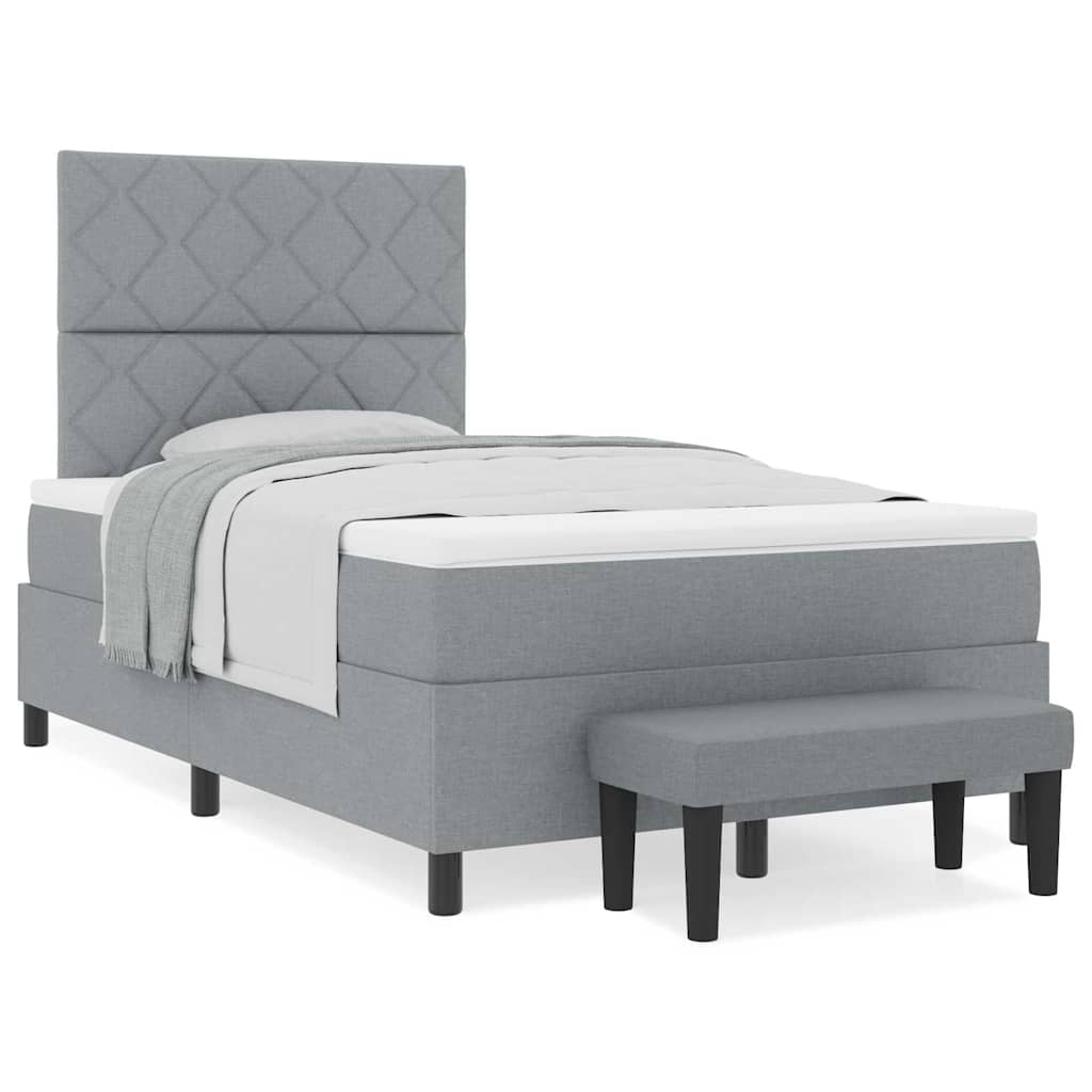 Box spring seng med madras Lysegrå 120 x 190 cm Stof