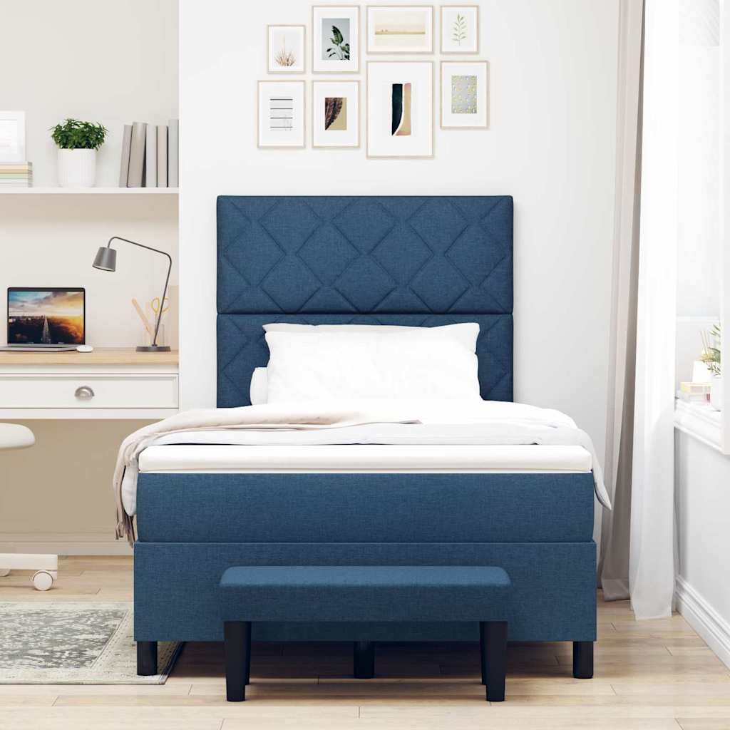 Box spring seng med madras med hovedgærde Blå 120 x 190 cm Stof