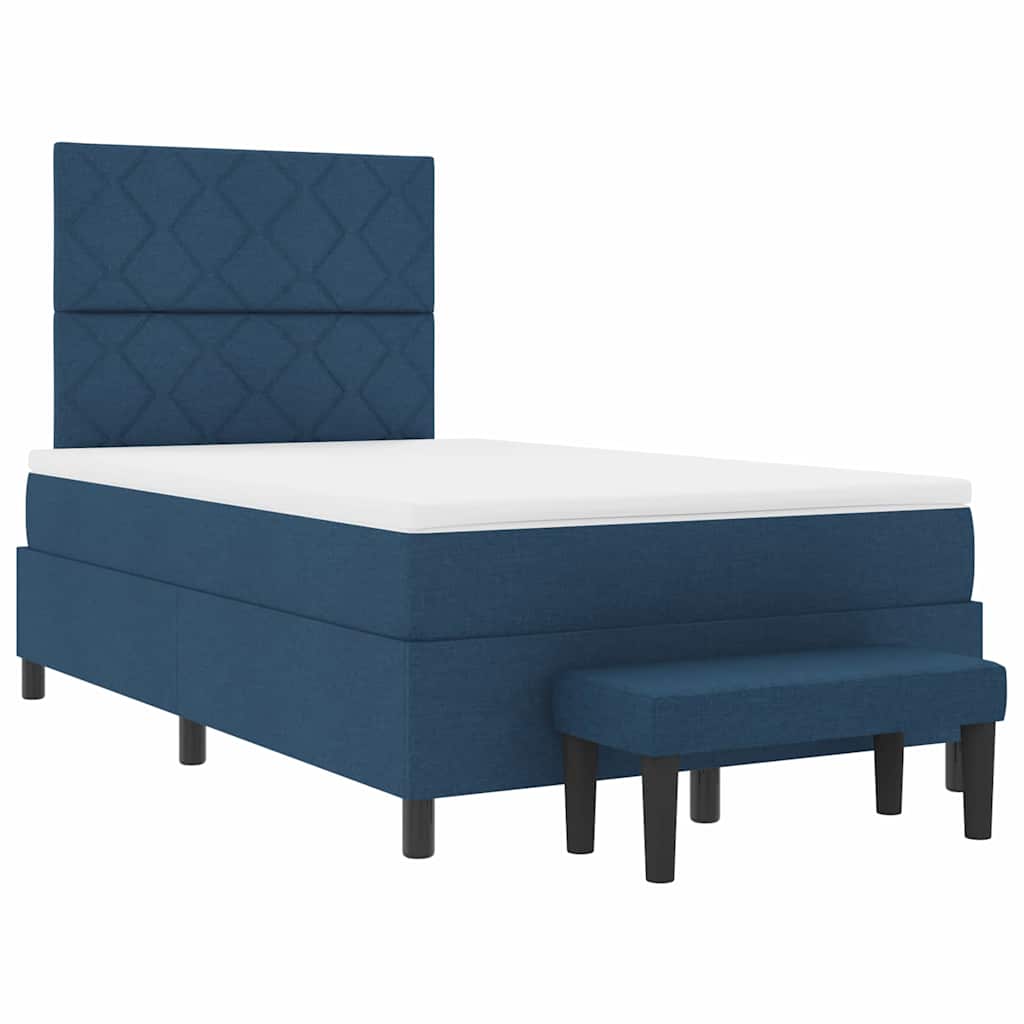 Box spring seng med madras med hovedgærde Blå 120 x 190 cm Stof