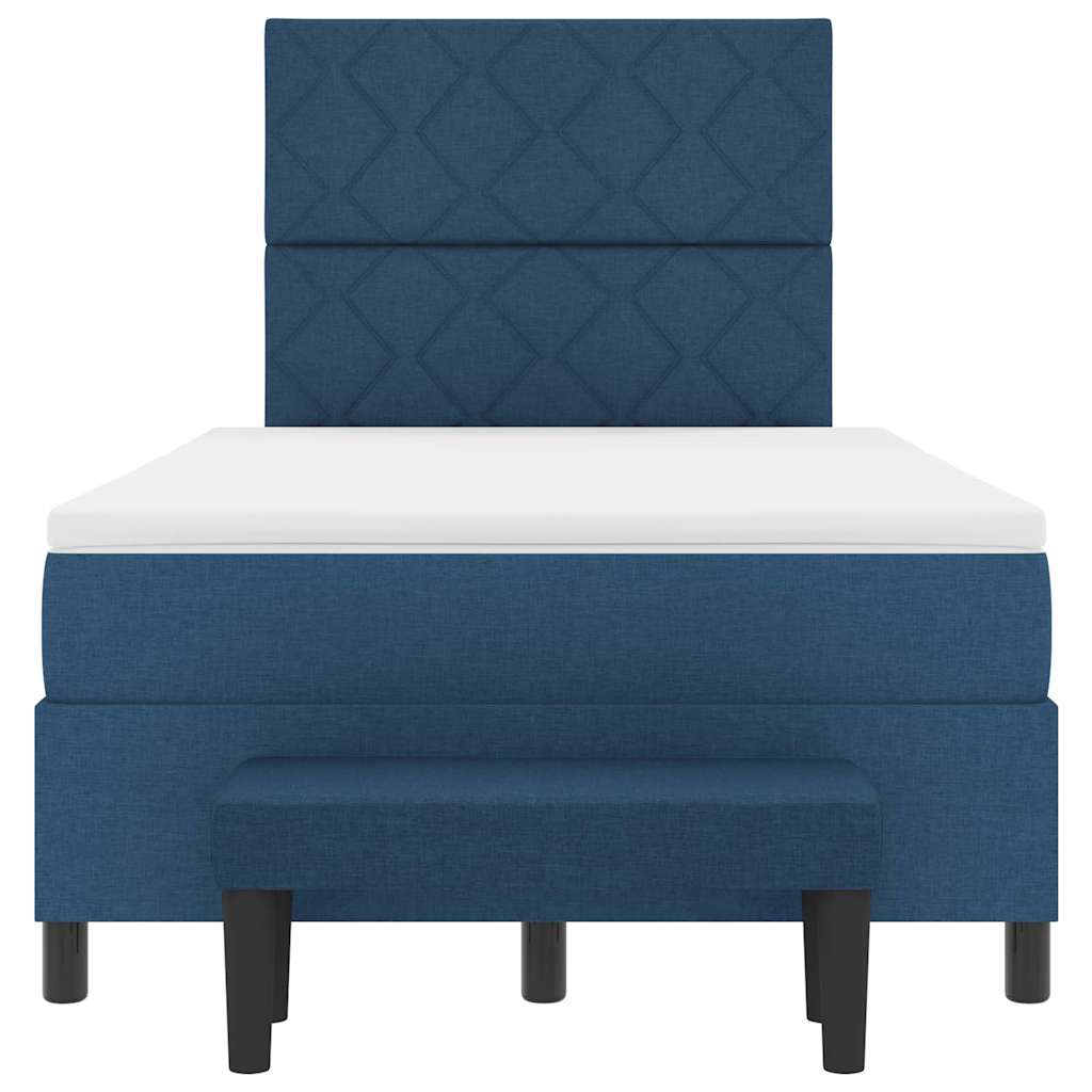 Box spring seng med madras med hovedgærde Blå 120 x 190 cm Stof