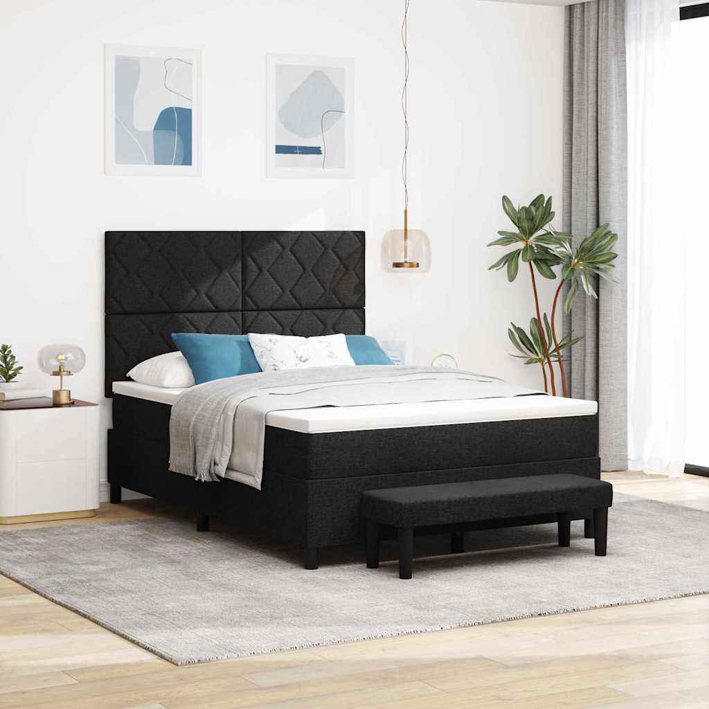 Box spring seng med madras Sort 140 x 200 cm Stof