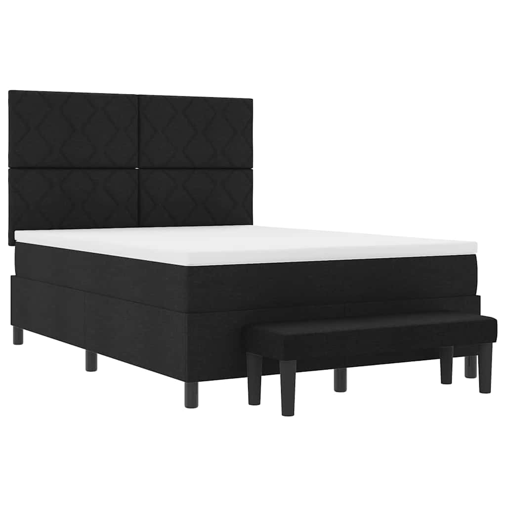 Box spring seng med madras Sort 140 x 200 cm Stof