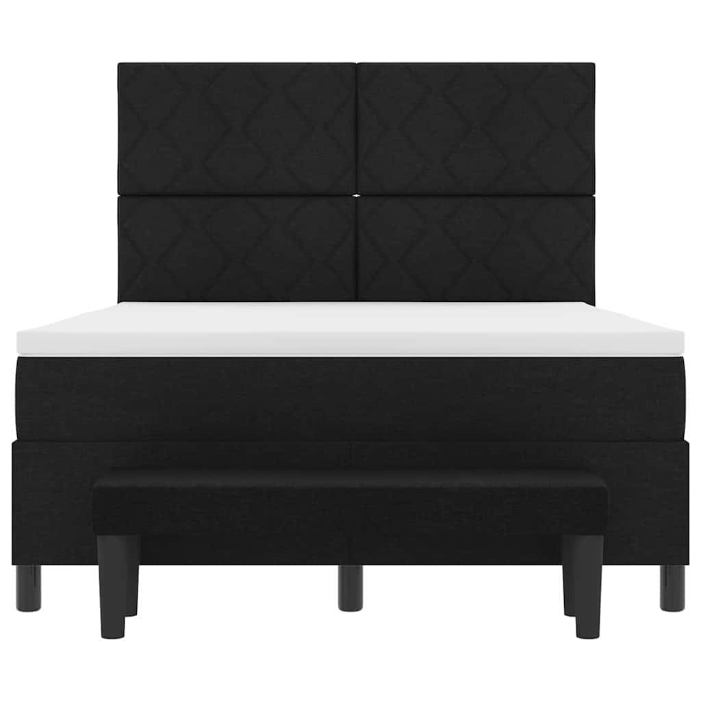 Box spring seng med madras Sort 140 x 200 cm Stof